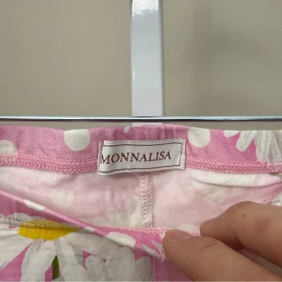 Monnalisa Kids' Daisy Cotton Leggings With Floral Print In Pink size 10 - Picture 3 of 5